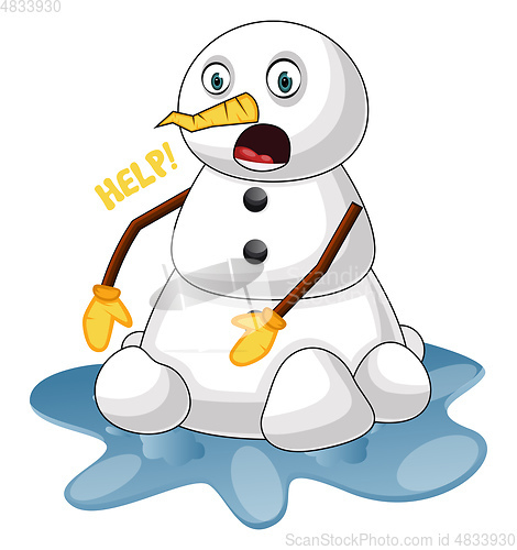 Image of Melting snowman illustration vector on white background