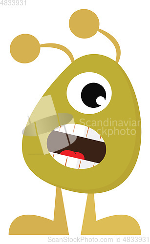 Image of A green monster with open mouth vector or color illustration