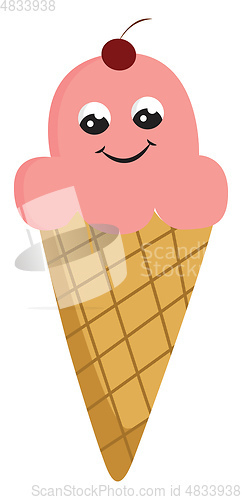Image of Ice cream with a cherry vector or color illustration