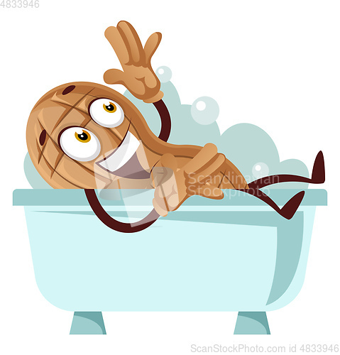 Image of Peanut taking a bath, illustration, vector on white background.