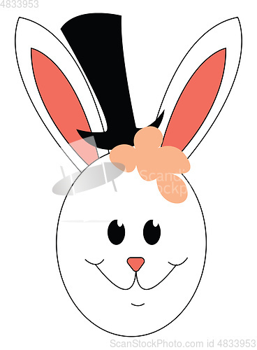 Image of Bunny wearing cylinder hat vector illustarion 
