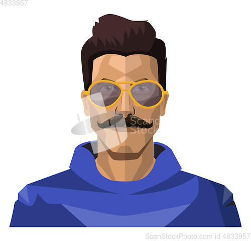 Image of Handsome guy with moustaches and sunglasses illustration vector 