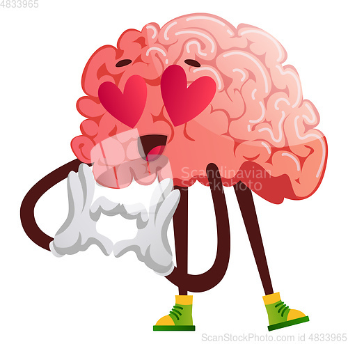 Image of Brain is in love, illustration, vector on white background.