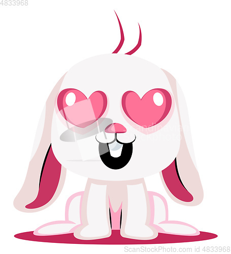 Image of White bunny in love illustration vector on white background