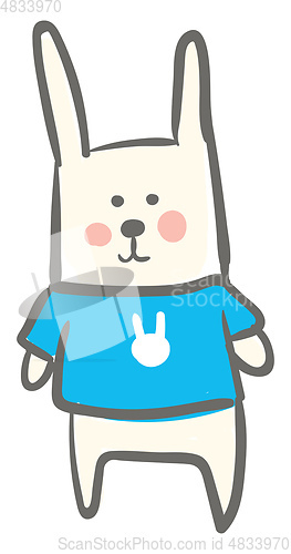 Image of A rabbit with blue t-shirt vector or color illustration