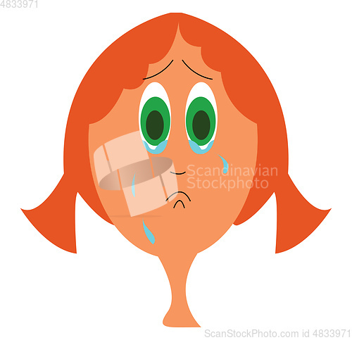 Image of Green eyed girl crying vector illustation 