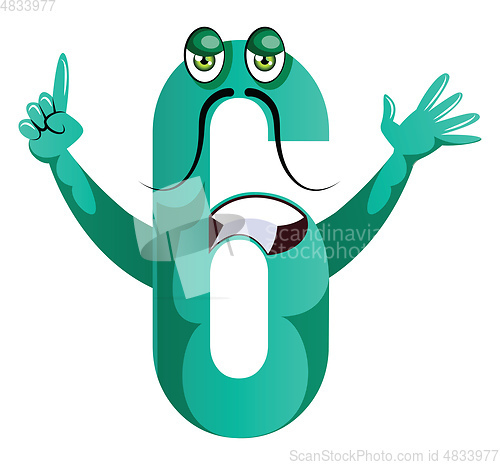 Image of Number six green monster illustration vector on white background
