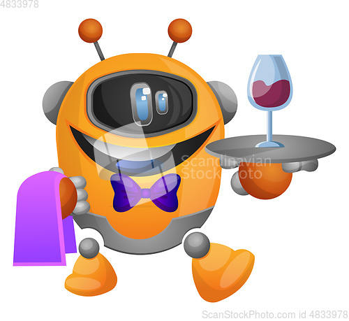 Image of Robot as a waiter illustration vector on white background