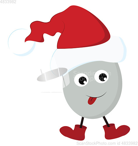 Image of Egg in Santa hat vector or color illustration