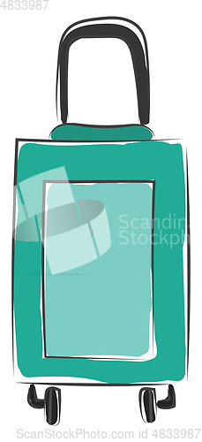 Image of Green suitcase vector or color illustration