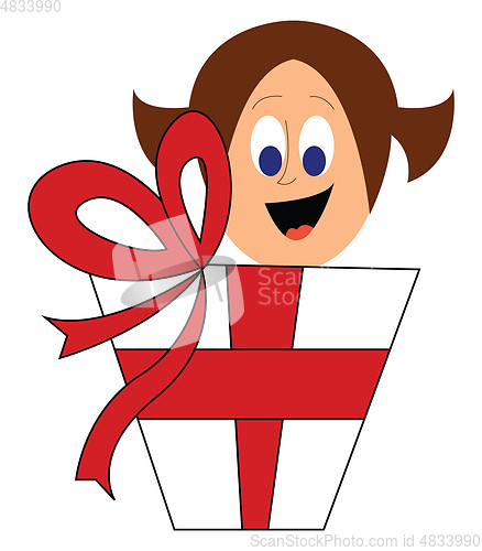Image of Kid got present vector illustration 