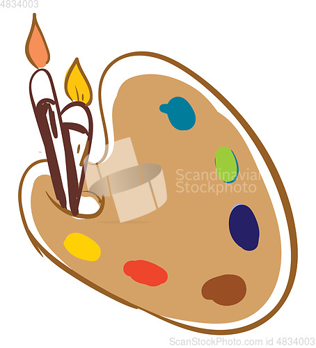 Image of Pallete and brush illustration vector on white background 
