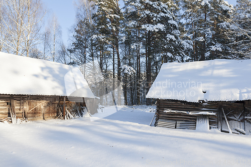 Image of Wooden buildings in the forest