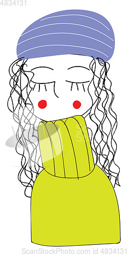 Image of Girl wearing yellow sweater vector illustration 