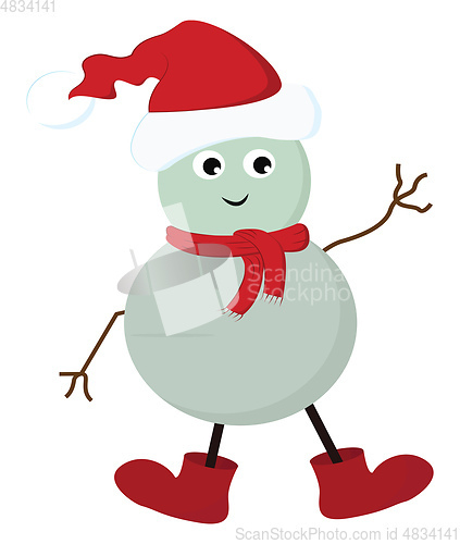 Image of Snowman with hat vector or color illustration