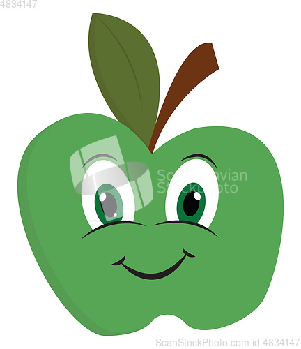 Image of A happy green apple vector or color illustration