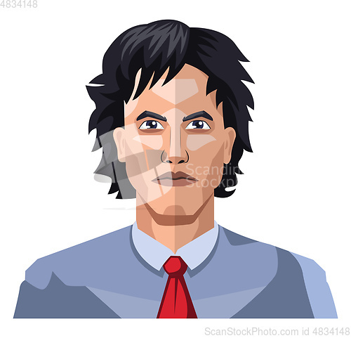 Image of Handsome guy with long black hair illustration vector on white b