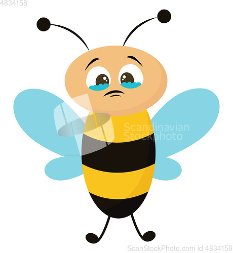Image of A sad bee vector or color illustration