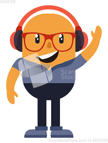 Image of Man with headphones, illustration, vector on white background.