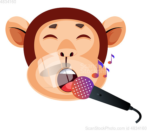 Image of Monkey is singing, illustration, vector on white background.