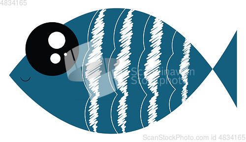 Image of Portrait of a blue fish over blue background vector or color ill