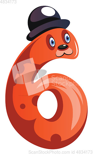 Image of Orange monster with a hat and number six shape illustration vect