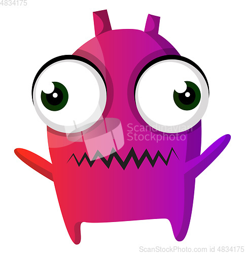 Image of Purple monster with big eyes illustration vector on white backgr