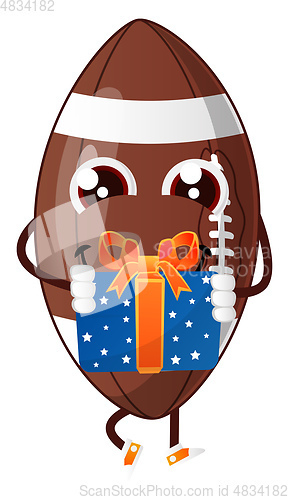 Image of Rugby ball is holding present, illustration, vector on white bac