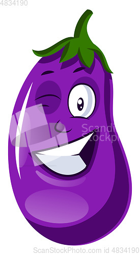 Image of Brinjal winking illustration vector on white background