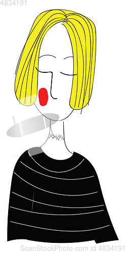 Image of Blond girl with red lipstick Vector Illustration 