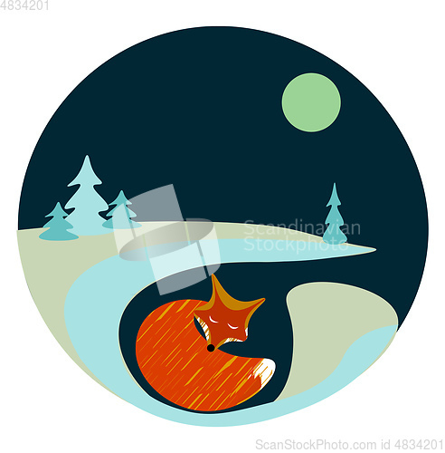 Image of Sleeping fox vector or color illustration