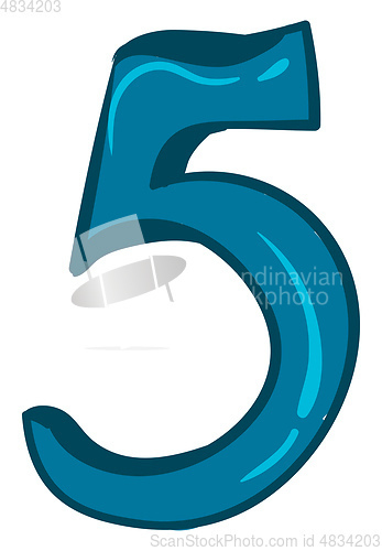 Image of Clipart number-5 in blue color vector or color illustration