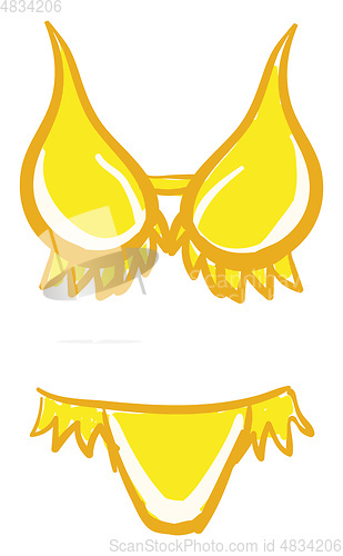 Image of A yellow women\'s swimsuit vector or color illustration