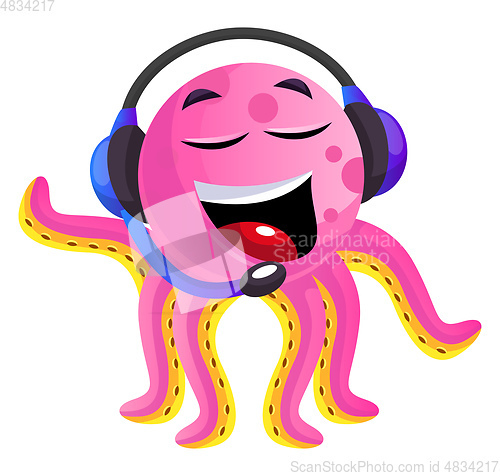 Image of Pink octopus operator illustration vector on white background