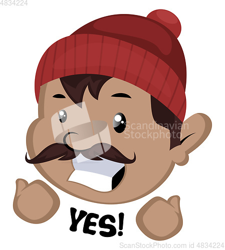 Image of Man is saying yes, illustration, vector on white background.