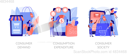 Image of Consumer society abstract concept vector illustrations.