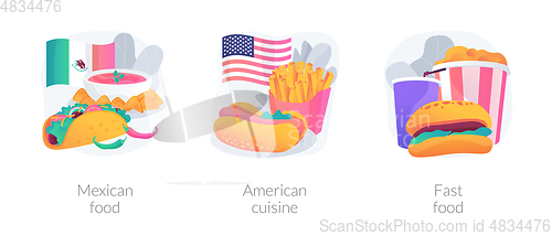 Image of American food abstract concept vector illustrations.