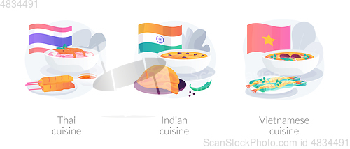 Image of Oriental cuisine abstract concept vector illustrations.