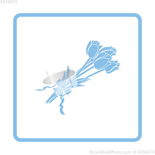 Image of Tulips bouquet icon with tied bow