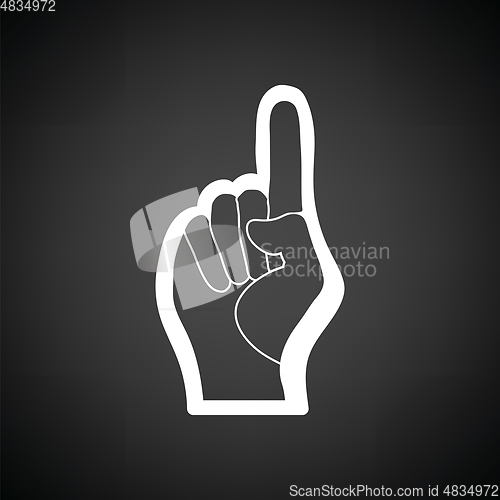 Image of Fan foam hand with number one gesture icon