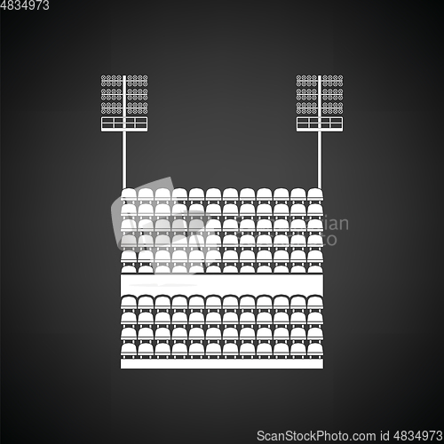 Image of Stadium tribune with seats and light mast icon