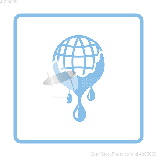 Image of Planet flowing down water icon
