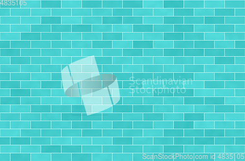 Image of Wall of turquoise bricks, abstract seamless background
