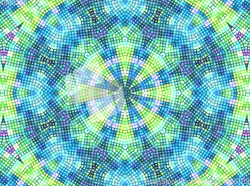 Image of Bright background with concentric mosaic pattern