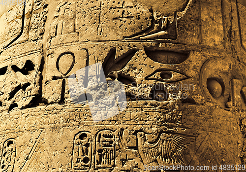 Image of Ancient egyptian hieroglyphs in the Karnak Temple in Luxor