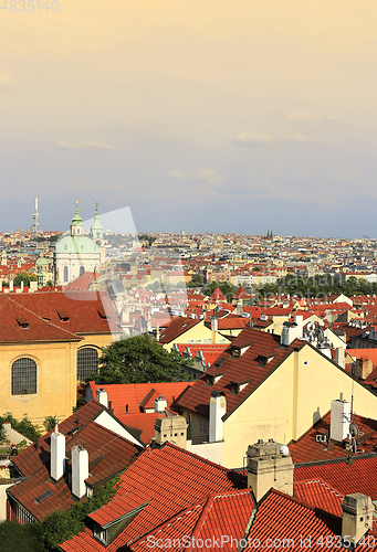 Image of Beautiful aerial view of old Prague in summer