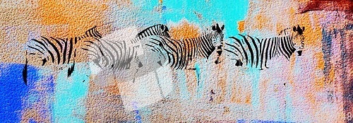 Image of a Group of Zebras abstract