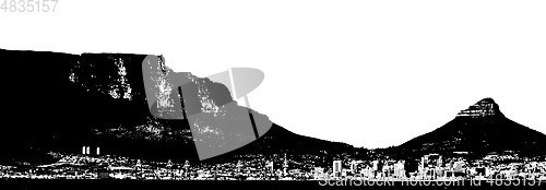 Image of Silhouette of Table Mountain monochrome