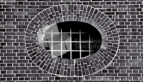 Image of oval window with brick work