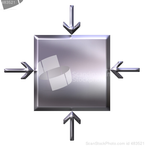 Image of 3d silver square with pointing arrows